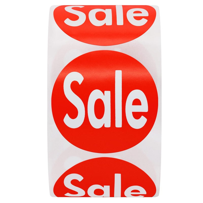 Hybsk Red Retail Sale Stickers 1.5" Round Circle Labels 500 Total Per Roll (Red) - Image 3